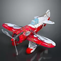 Vintage Red And White Biplane Model With Propeller And Classic Design 3d model