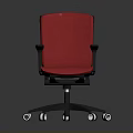 Red Office Chair With Black Armrests Swivel Wheels And Comfortable Design