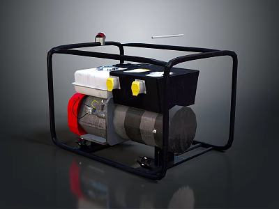 Industrial Air Compressor With Black Frame Red Motor Air Tank And Control Panel 3d model
