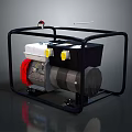 Industrial Air Compressor With Black Frame Red Motor Air Tank And Control Panel