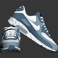Stylish Blue And White Sports Sneakers With Air Cushion Sole Breathable Design And White Laces