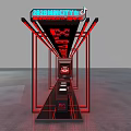 Modern Display Shelves With Red Frame Lighting Strips And Red Car Showcase 3d model