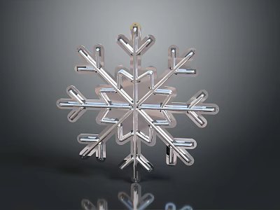 Transparent Crystal Snowflake Decoration With Symmetrical Design And Dark Background Reflection 3d model