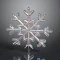 Transparent Crystal Snowflake Decoration With Symmetrical Design And Dark Background Reflection 3d model