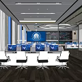 Modern monitoring room Command control room Dispatching command center Monitoring hall Command hall Office desks and chairs 3d model