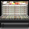 Commercial Refrigerated Display Case and Freezer for Fresh Produce and Meats Storage with Organized Shelves