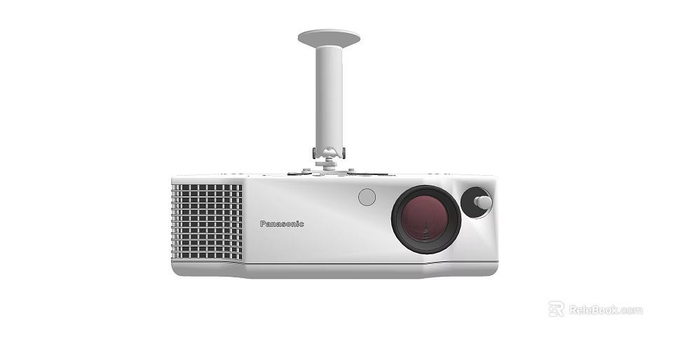 Reliable Projection Monitoring Projector With Panasonic White Ceiling Mounted Design And Red Lens 3d model 