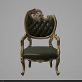 Luxurious Leisure Chair with Gold Carved Frame and Green Tufted Upholstery