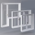 Modern Casement Window Designs With Various Metal Handles And White Frames 3d model