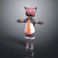 Hoodie With Orange Striped Sleeves And Shorts Paired With Sneakers For Casual Look