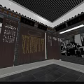 Traditional Chinese Exhibition Hall Interior With Wooden Decorations Display Cabinets And Lighting