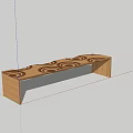 Elegant Public Bench With Curved Wooden Wave Pattern Surface And Modern Design 3d model