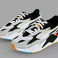 Stylish Black And White Sneakers With Colorful Accents And Modern Design