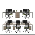 Modern Office Workstations With Multiple Desks Ergonomic Chairs And Computer Monitors 3d model