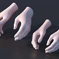 Four White Hand Models In Various Poses Displayed On Dark Background 3d model