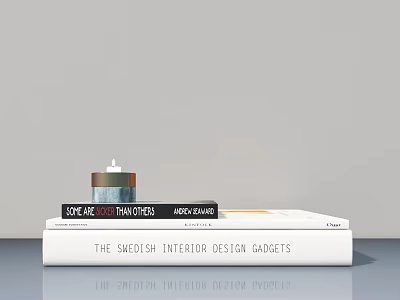 Decorative Ornament Set With Stacked Books And Fragrance Jar For Interior Design 3d model