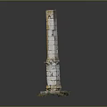 Ancient Weathered Stone Tower With Solid Base And Vertical Brick Structure 3d model