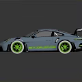 Blue Sports Car With Sleek Body Design And Rear Wing Details