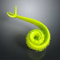 Vibrant Green Spiral Shaped Spiny Aquatic Animal With Curved Body Structure