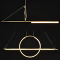Modern Geometric Pendant Light With Circular Ring And Linear Metal Structure 3d model