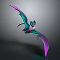 Colorful Modern Furniture Chair with Bat Inspired Purple Green Wings Design