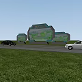 Outdoor Springtown Billboard Displaying Green Landscape With Trees And Cars On Roadside Under Blue Sky