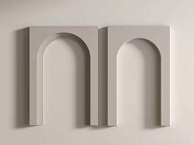Modern Light Gray Arch Shaped Decorative Wall Art With Rectangular Frames 3d model