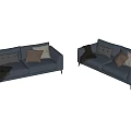 Gray Double Sofa With Soft Cushions Throw Blanket And Metal Legs Design 3d model