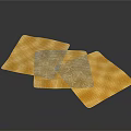 Yellow Square Cheese Slices With Grid Texture On Dark Background 3d model