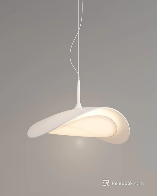 Modern Minimalist White Pendant Light With Curved Sleek Design And Soft Glow For Home Interior 3d model