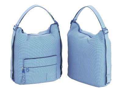 Light Blue Textured Handbags with Shoulder Straps and Zipper Pockets Design 3d model