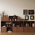 vintage bookcase middle ancient bookcase 3d model