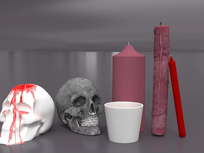 Accessories Water Cup Candle Holder Skull Black Skull White Skull 3d model