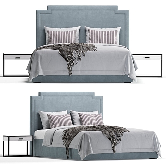 Modern Jane's Blue Double Bed 3d model