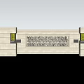 Stone Feature Wall with Intricate Carved Patterns and Decorative Side Panels 3d model