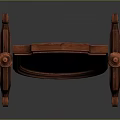 Vintage Mahogany Cheval Mirror With Carved Columns And Oval Surface