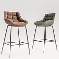Two Modern Upholstered Bar Stools In Brown And Green With Metal Frames Design 3d model