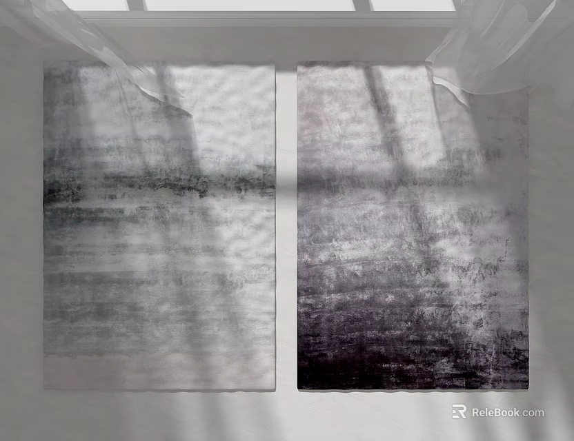 Modern Square Rugs With Abstract Gray Texture And Shadow Effect For Living Room 3d model