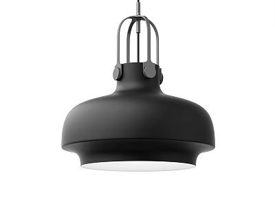 Sleek Black Modern Pendant Light Featuring Metallic Frame And Round Shade 3d model