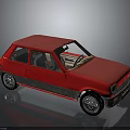 Classic Red Hatchback Car With Black Lower Body And Silver Wheels Transparent Windows