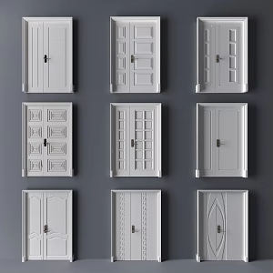Modern child door double door child door entry door 3d model
