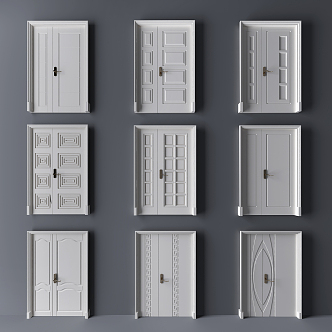 Modern child door double door child door entry door 3d model