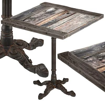 Vintage Style Dining Table With Carved Legs And Distressed Wood Grain 3d model