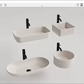 Modern wash basin counter basin combination 3d model