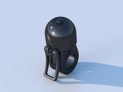 Shiny Black Metal Bicycle Bell With Ergonomic Grip And Mounting Bracket 3d model