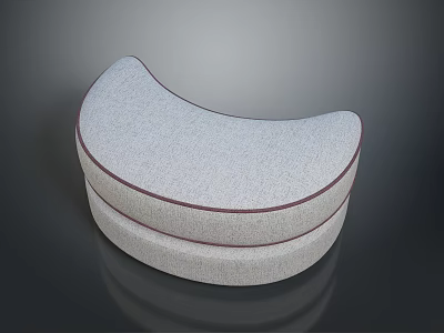 Modern Curved Cushions Stacked With Gray Fabric Red Stitching And Soft Texture For Home Decor 3d model