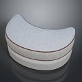 Modern Curved Cushions Stacked With Gray Fabric Red Stitching And Soft Texture For Home Decor