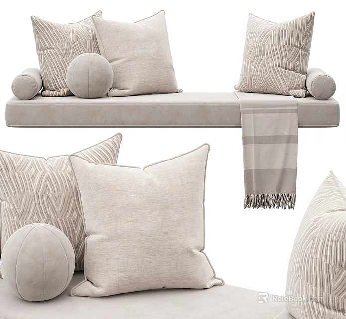 Cozy Living Room Cushions And Throw Blanket Decor 3d model 