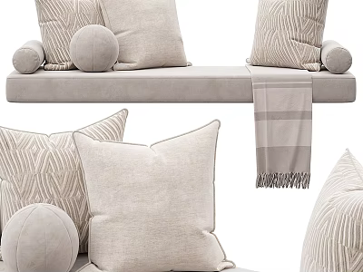 Cozy Living Room Cushions And Throw Blanket Decor 3d model
