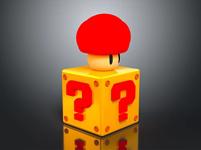 Train With Super Mario Question Block And Red Mushroom 3d model